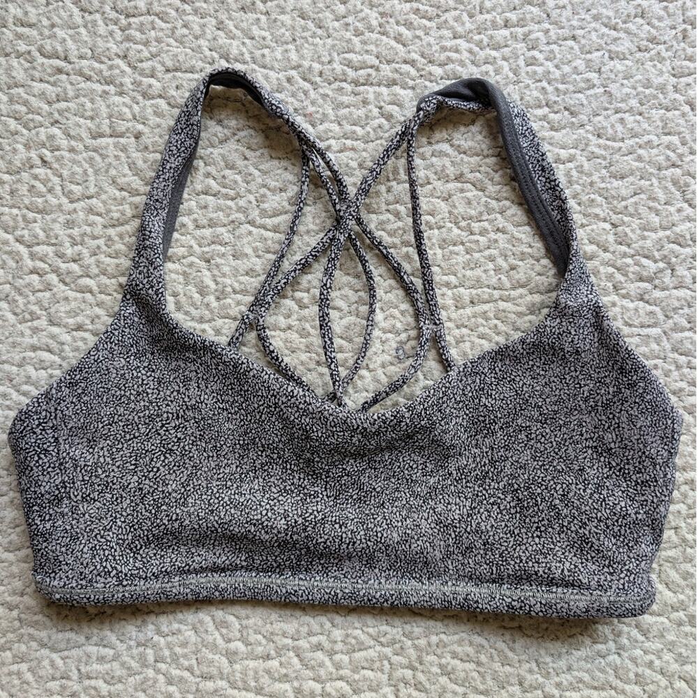 Lululemon Black White Speckled Yoga Sports Bra Size 6